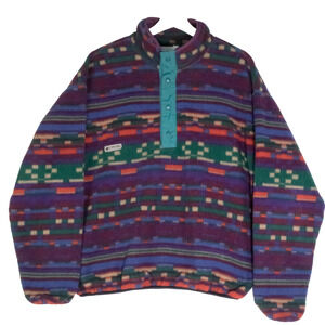 Vintage 90s Columbia Sportswear Aztec Navajo Fleece Sweater Men's Size L Retro
